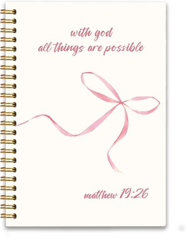 Pink Coquette Bow Bible Spiral Journaling Notebooks for Women Matthew 19:26 With God All Things are Possible Inspirational Pink Christian Spiral Scripture Journal Notebooks 80 Sheets 5.8x8.3 in Saudi Arabia