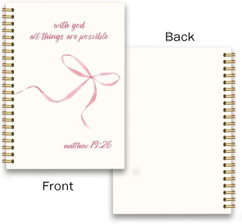 Pink Coquette Bow Bible Spiral Journaling Notebooks for Women Matthew 19:26 With God All Things are Possible Inspirational Pink Christian Spiral Scripture Journal Notebooks 80 Sheets 5.8x8.3 in Saudi Arabia