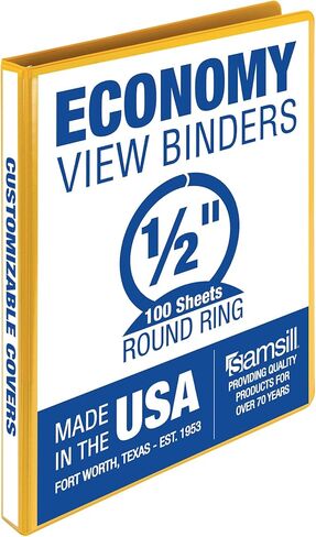 سامسيل 1.5 بوصة 3 رابط رنين ، مصنوع في الولايات المتحدة ، حلقة جولة الاقتصاد ، غطاء عرض واضح ، 325 ورقة السعة - للمدرسة ، المنزل ، المكتب - الليمون الأصفر in Kuwait