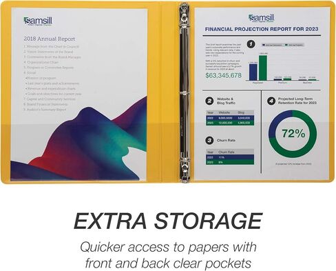 سامسيل 1.5 بوصة 3 رابط رنين ، مصنوع في الولايات المتحدة ، حلقة جولة الاقتصاد ، غطاء عرض واضح ، 325 ورقة السعة - للمدرسة ، المنزل ، المكتب - الليمون الأصفر in Kuwait