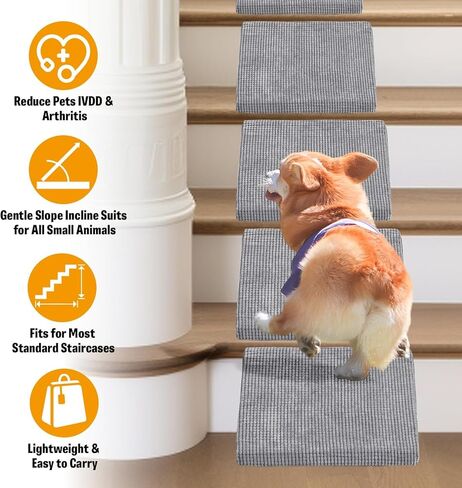 30D Dog Ramp لبدلات الدرج للقطط الصغيرة الكلاب ، خطوات الحيوانات الأليفة الدرج لسلالم الدرج مع القاع المضاد للانزلاق والوسادات ذاتية القسوة لإصلاح مناسبة للقطط الكلاب (6pcs ، بني) in Kuwait