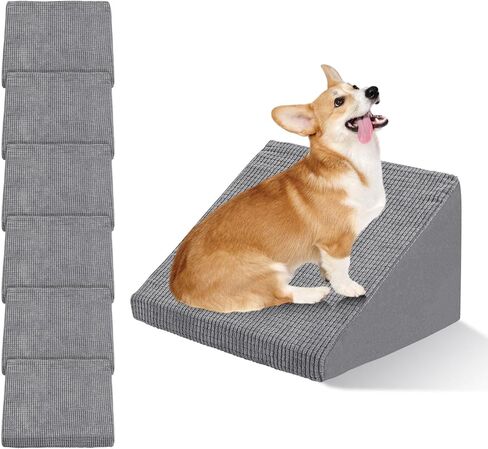30D Dog Ramp لبدلات الدرج للقطط الصغيرة الكلاب ، خطوات الحيوانات الأليفة الدرج لسلالم الدرج مع القاع المضاد للانزلاق والوسادات ذاتية القسوة لإصلاح مناسبة للقطط الكلاب (6pcs ، بني) in Kuwait