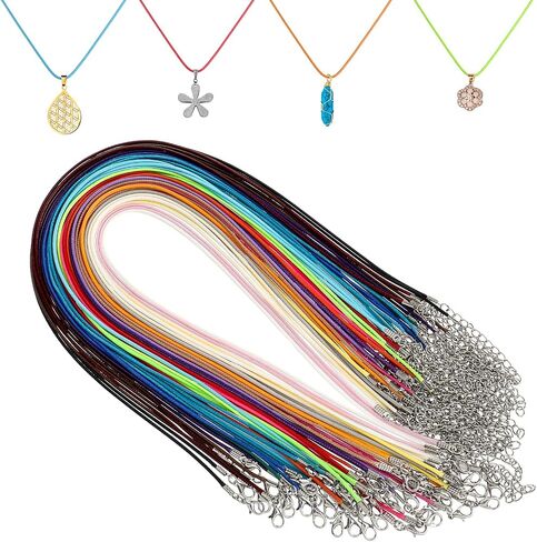 oruola 60pcs Leather Cords with Clasps,Necklace Cords for Pendants,Necklace String,20In Waxed Leather Necklace with Clasp,1.5mm Rope Necklace for DIY Bracelet Necklace Jewelry Making,5 Color in Saudi Arabia