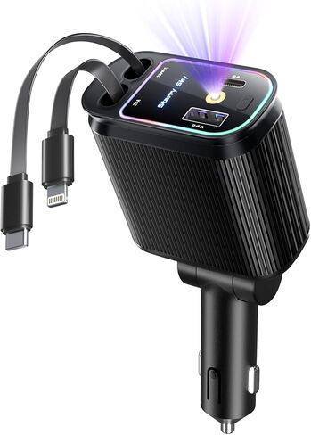 Starlight Retractable Car Charger with Retractable Cables, Starlight in Car Roof 4 in 1 Super Fast Car Phone Charger, 2 USB Ports Starry Sky Car Charger Adapter, Compatible with iPhone 15 14 13 in Kuwait