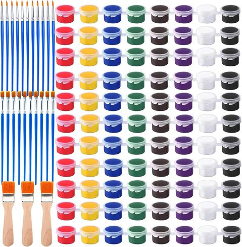 Mini Acrylic Paint Set,12 Set Washable Filled Paint Sets in 8 Colors,Acrylic Paint Strips with 23 Paint Brushes,for Art Craft Home Birthday Party Favors in Saudi Arabia