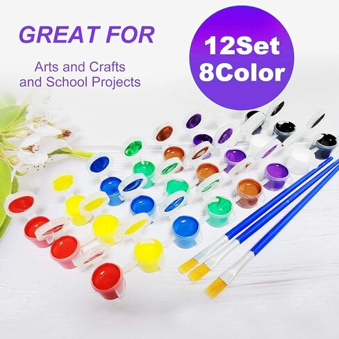 Mini Acrylic Paint Set,12 Set Washable Filled Paint Sets in 8 Colors,Acrylic Paint Strips with 23 Paint Brushes,for Art Craft Home Birthday Party Favors in Saudi Arabia