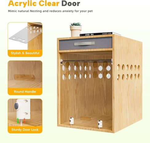 Dog Crate Furniture, SAUCE ZHAN Dog Kennel with Cushion for Small/Medium Dogs, End Side Table Wooden Crate for Pets Indoor, Brown in Saudi Arabia