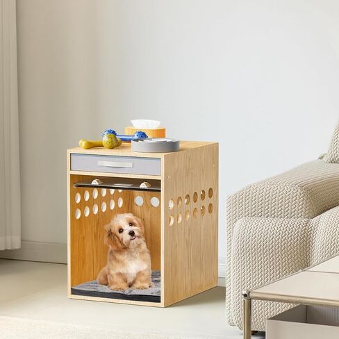 Dog Crate Furniture, SAUCE ZHAN Dog Kennel with Cushion for Small/Medium Dogs, End Side Table Wooden Crate for Pets Indoor, Brown in Saudi Arabia