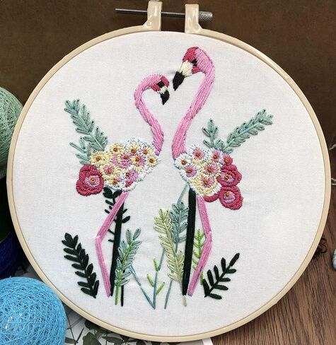 Abillyn Embroidery Starter Kit Two Parrots Stamped with Printed Pattern Cross Stitch Embroidery Kits (Parrot 2) in Saudi Arabia