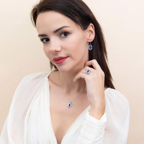 BERRICLE Sterling Silver Halo Simulated Ruby Pear Cut Cubic Zirconia CZ Statement Anniversary Dangle Drop Earrings for Women, Rhodium Plated in Kuwait