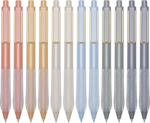 Gel Als 0.5mm Point Pens Black Ink Writing Critte Crite Retractable Pen للمكتب ، اللوازم المدرسية ، 12 دورة (مقطع ذهبي) in Saudi Arabia