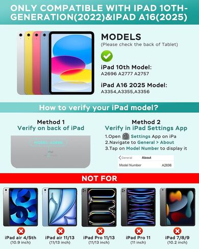 for iPad A16 Case with Keyboard - 7 Color Backlit Magnetic Wireless Detachable Folio Keyboard Cover with Pencil Holder for iPad 11th 10th Generation, Cyan in Saudi Arabia