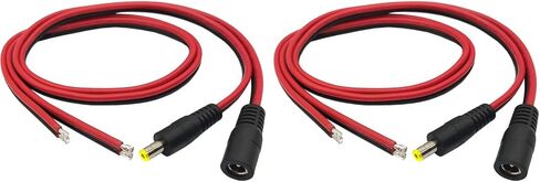 (Real 18awg) 1 أزواج 12V 5A DC Power Powtail Barrel Coll Cable Cable ، 2.1mm × 5.5 مم أنثى موصلات DC DC للكاميرا الأمنية CCTV ومحول إمدادات الطاقة 12 فولت (1 ذكر+1 أنثى) in Kuwait