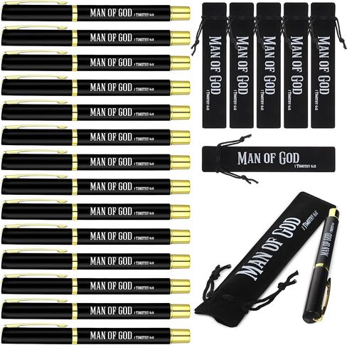 Seajan 30 Sets Father's Day Man of God Pens Gifts Christian Father's Day Church Gifts for Men Bible Verse Ballpoint Pens Bulk with Velvet Pouch Religious Baptism Favor for Pastor Clergy Dad Godfather in Saudi Arabia