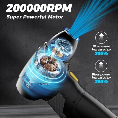 Compressed Air Duster - 200000RPM Super Power Turbo Fan with Brushless Motor, Jet Blower, Electric Air Duster for Keyboard, PC, Car, Home Cleaning Kits Blue in Kuwait