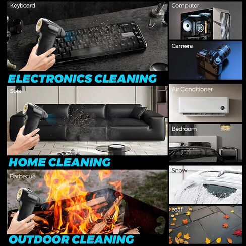 Compressed Air Duster - 200000RPM Super Power Turbo Fan with Brushless Motor, Jet Blower, Electric Air Duster for Keyboard, PC, Car, Home Cleaning Kits Blue in Kuwait