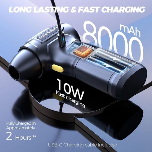 Compressed Air Duster - 200000RPM Super Power Turbo Fan with Brushless Motor, Jet Blower, Electric Air Duster for Keyboard, PC, Car, Home Cleaning Kits Blue in Kuwait