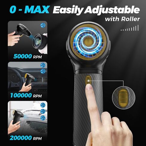 Compressed Air Duster - 200000RPM Super Power Turbo Fan with Brushless Motor, Jet Blower, Electric Air Duster for Keyboard, PC, Car, Home Cleaning Kits Blue in Kuwait