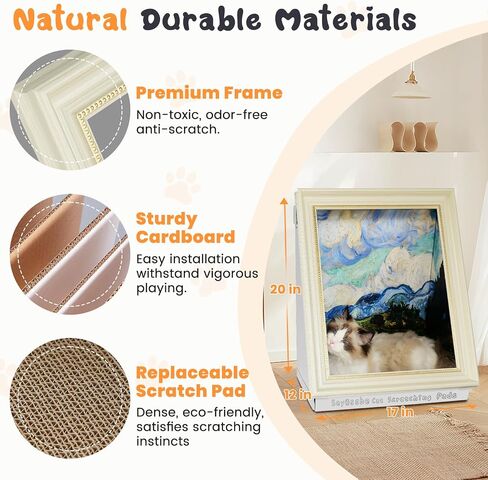Painting Cat Scratcher for Indoor Cat Scratching Board Pad, W/Horizontal CartBoard Cat Scratcher Bed House Half-Surround Design W/Catnip (The Star Night, Medium - Large) in Saudi Arabia