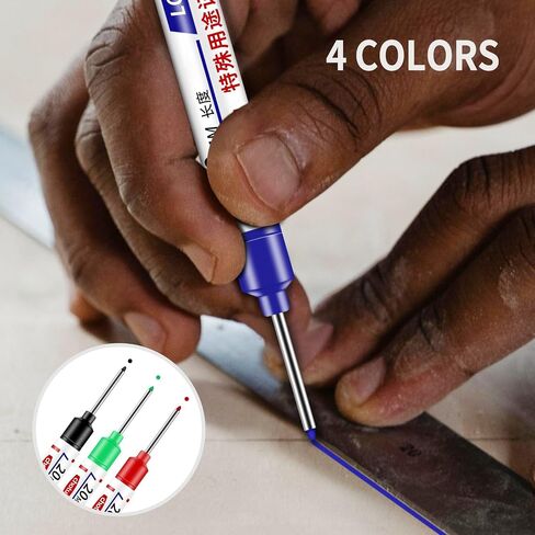 Deep Hole Extension Head Marker Tile Deep Hole Waterproof Quick-Drying Oil Marker Woodworking Pen (Blue - 10pcs) in Saudi Arabia