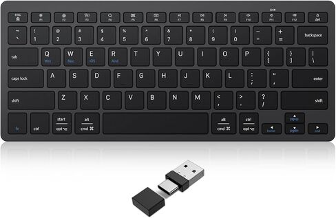 OMOTON 2.4G لوحة مفاتيح لاسلكية للفوز 7/8/10 مع USB & TYPE C و Ultra Slim و Compact هادئ ومتوافق مع سطح مكتب الكمبيوتر المحمول والكمبيوتر الشخصي (رمادي) in Kuwait