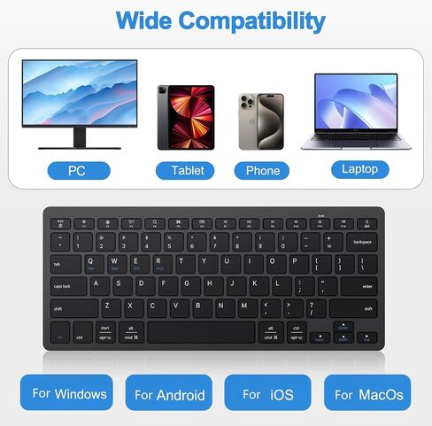 OMOTON 2.4G لوحة مفاتيح لاسلكية للفوز 7/8/10 مع USB & TYPE C و Ultra Slim و Compact هادئ ومتوافق مع سطح مكتب الكمبيوتر المحمول والكمبيوتر الشخصي (رمادي) in Kuwait