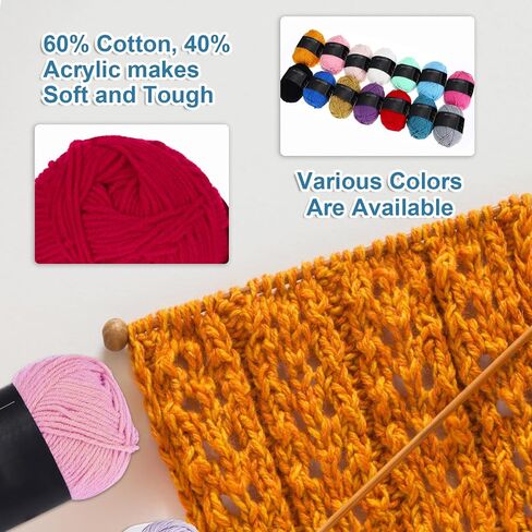 meccanixity 1 غزل القطن skein ، 60 ٪ من القطن ، 40 ٪ acryly knitting خيوط الكروشيه الكروشيه للكروشيه كل من 50g/1.76oz (لكل skein 80m/87.5 ياردة)/الأزرق in Kuwait