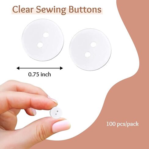 Pack of 100 Clear Buttons for Sewing 1/2" (13mm) 4 Hole Transparent Round Bulk Buttons 0.50 inch 20L Plastic Sewing Crafts Replacement for Dress Pants Shirt Skirt Blouse Decorative DIY Arts in Saudi Arabia