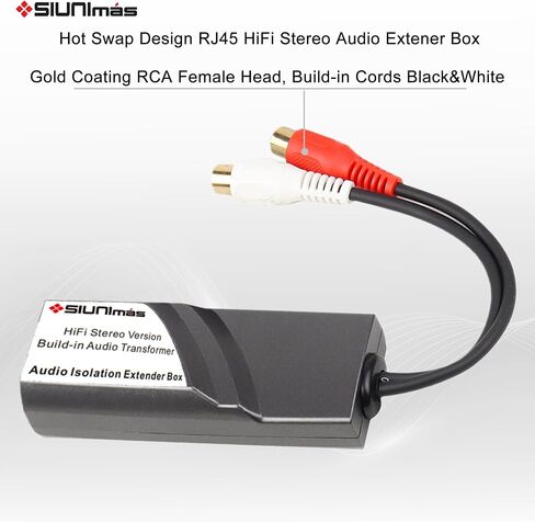 One Pair Pro Network RJ45 RCA Stereo Audio Extender Build-in Audio Isolators Connection Over Cat5 / Cat6 etc Quality Gold Coating RCA to RJ45 Stereo Audio Converter Extender in Kuwait