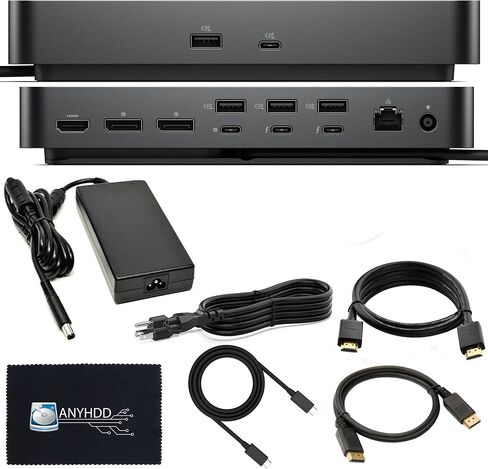 Dell WD19DC Performance Docking Station USB-C مع محول الطاقة 240W (توصيل الطاقة 210W) + كابل HDMI + كابل منفذ العرض + كابل USB-C + قطعة قماش من الألياف الدقيقة (متجددة) in Kuwait