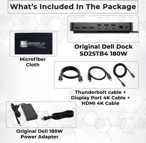 Dell WD19DC Performance Docking Station USB-C مع محول الطاقة 240W (توصيل الطاقة 210W) + كابل HDMI + كابل منفذ العرض + كابل USB-C + قطعة قماش من الألياف الدقيقة (متجددة) in Kuwait