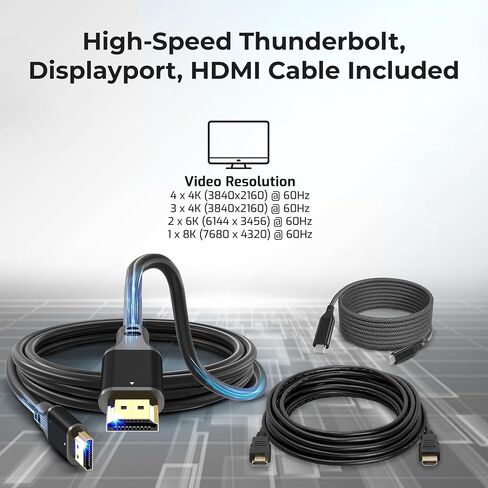 Dell WD19DC Performance Docking Station USB-C مع محول الطاقة 240W (توصيل الطاقة 210W) + كابل HDMI + كابل منفذ العرض + كابل USB-C + قطعة قماش من الألياف الدقيقة (متجددة) in Kuwait