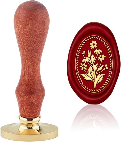 1pc Fern Leaf Wax Sealing Stamp Vintage Botanical Sealing Wax Stamp Gift for Christmas 20x30mm Oval Removable Brass Head Stamp with Wooden Handle for Envelope Invitation Wedding Decoration in Saudi Arabia