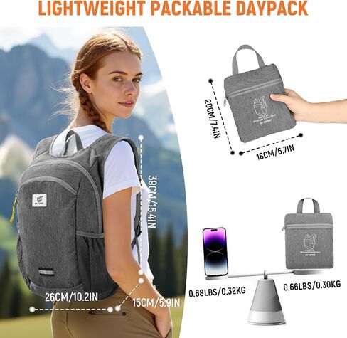 SKYSPER 10L Hiking Backpack, Foldable & Packable Lightweight Daypack for Travel, Collapsible Small Compact Hiking Backpack for Women & Men, Black in Kuwait