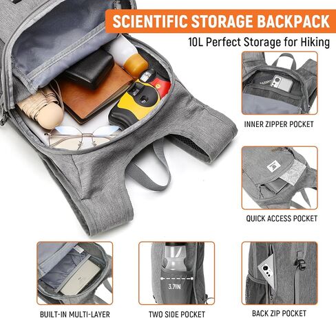 SKYSPER 10L Hiking Backpack, Foldable & Packable Lightweight Daypack for Travel, Collapsible Small Compact Hiking Backpack for Women & Men, Black in Kuwait