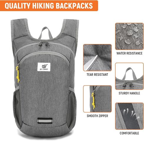 SKYSPER 10L Hiking Backpack, Foldable & Packable Lightweight Daypack for Travel, Collapsible Small Compact Hiking Backpack for Women & Men, Black in Kuwait