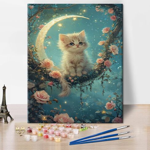 DIY Easter Paint by Numbers Kit for Adults, Peach Trees Under The Moon Party Paint by Numbers, Tree of Life Abstract Artwork Paint by Numbers Kit Beginner for Home Wall Painting Decor Gift, 16"x 20" in Saudi Arabia