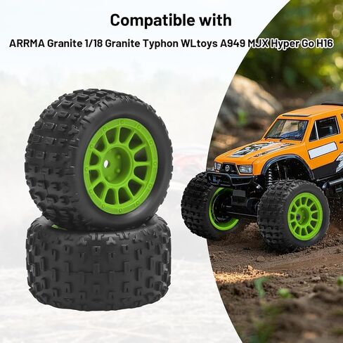 1/18 عجلات وإطارات RC ، Daitoku 4pcs مسبقًا 12 مم إطارات عربات التي تجرها العربات التي تجرها العربات التي تجرها Typhon Grom Arrma 1/18 1/14 RC Car in Kuwait