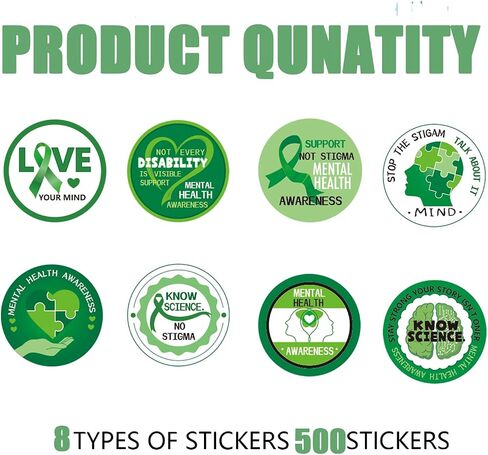 500PCS Mental Health Awareness Roll Stickers,Mental Health Party Favors Roll Sticker Gifts Bags Labels for Mental Health Fundraiser Party Supplies Decorations. in Saudi Arabia