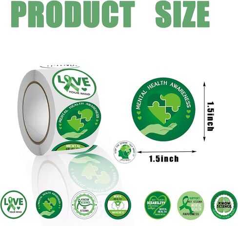 500PCS Mental Health Awareness Roll Stickers,Mental Health Party Favors Roll Sticker Gifts Bags Labels for Mental Health Fundraiser Party Supplies Decorations. in Saudi Arabia