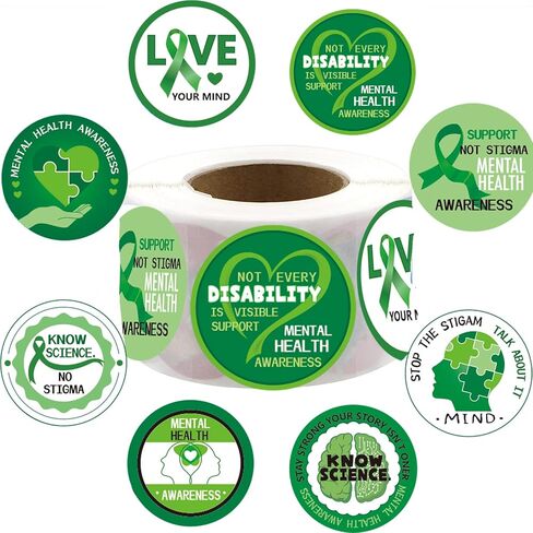 500PCS Mental Health Awareness Roll Stickers,Mental Health Party Favors Roll Sticker Gifts Bags Labels for Mental Health Fundraiser Party Supplies Decorations. in Saudi Arabia