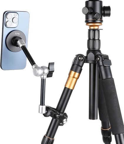 Magnetic Cell Phone Tripod for MagSafe, Mini Extendable Selfie Stick and Tripod Stand with 360° Ball Head, Compatible with iPhone 16 15 Pro Max Plus 14 13 12 Series in Saudi Arabia