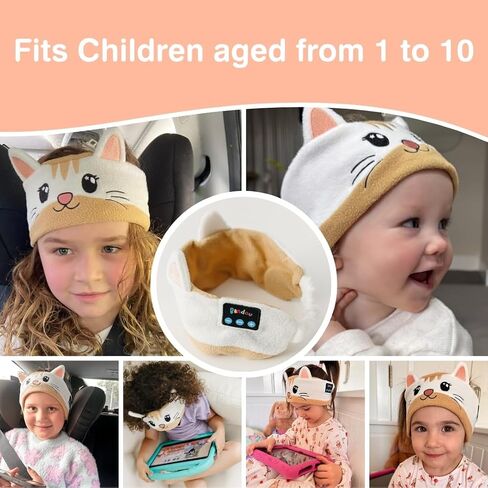 Original Toddler & Kids Headphones - Bluetooth Wireless & Wired Headband - Comfortable Fit - Safe Volume Limited - Adjustable for Travel, Learning, and Sleep (Mittens the Cat) in Saudi Arabia