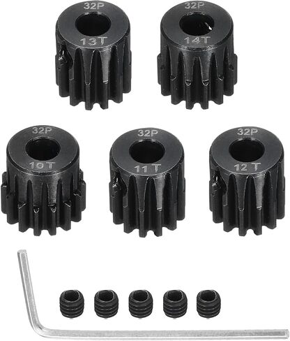 5Pcs 32P Steel Pinion Gear Set 12T 13T 14T 15T 16T for 5mm Shaft Hardened Steel Pinion Gear with Screws and Hexagonal Wrench for RC Motor in Saudi Arabia