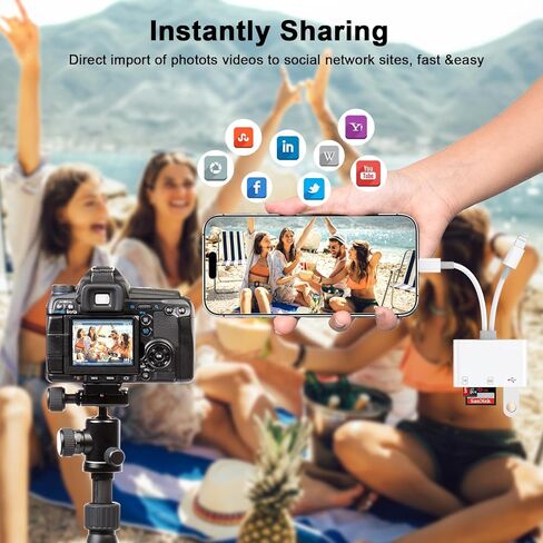 [Apple MFi Certified] Apple Lightning to SD Card Reader for iPhone, Trail Game Camera Viewer Memory Card Reader for iPhone iPad, SD Card Adapter to iPhone 14 13 12 11 XS XR X 8 7 iPad, Plug and Play in Kuwait