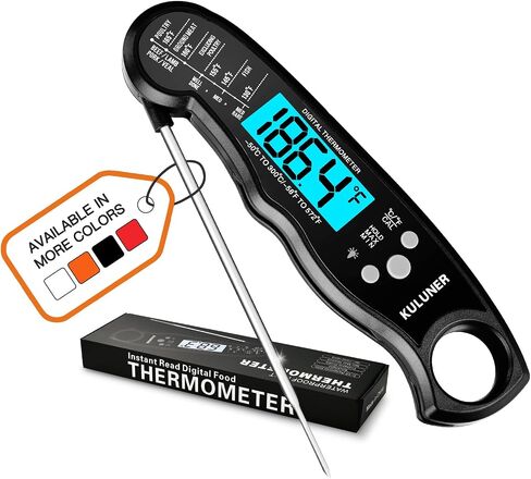 TP-01 Waterproof Digital Instant Read Meat Thermometer with 4.6 Folding Probe Backlight Calibration Function for Cooking Food Candy, BBQ Grill, Liquids,Beef(Black) in Saudi Arabia