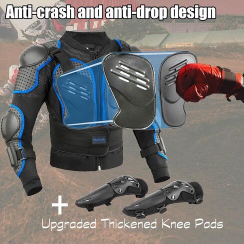 Kids Dirt Bike Gear for Teenager Youth, Motocross Armor Jacket Suit with Knee Pads Protection for Cycling Skateboard ATV MTB Skating in Saudi Arabia