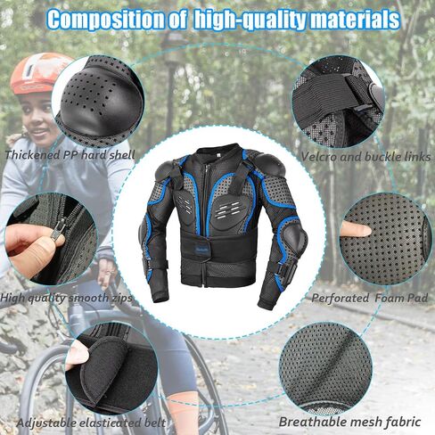 Kids Dirt Bike Gear for Teenager Youth, Motocross Armor Jacket Suit with Knee Pads Protection for Cycling Skateboard ATV MTB Skating in Saudi Arabia