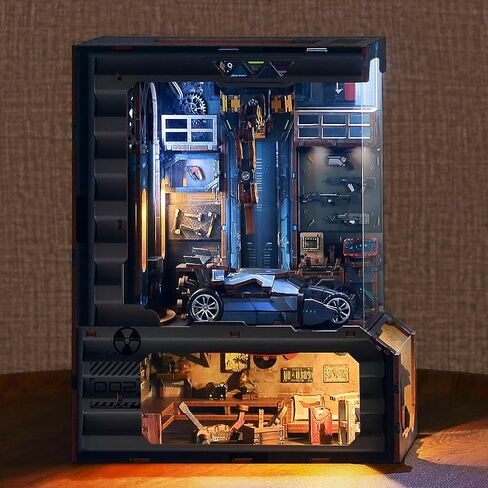 3D Wooden Puzzle Book Nook Kit with LED Light, DIY Miniature Bookshelf Insert Décor for Display, Unique Craft Gift for Adults and Teens (Key Tracking) in Saudi Arabia