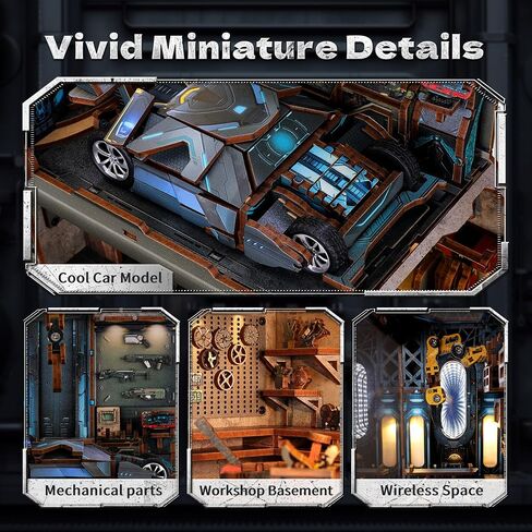 3D Wooden Puzzle Book Nook Kit with LED Light, DIY Miniature Bookshelf Insert Décor for Display, Unique Craft Gift for Adults and Teens (Key Tracking) in Saudi Arabia